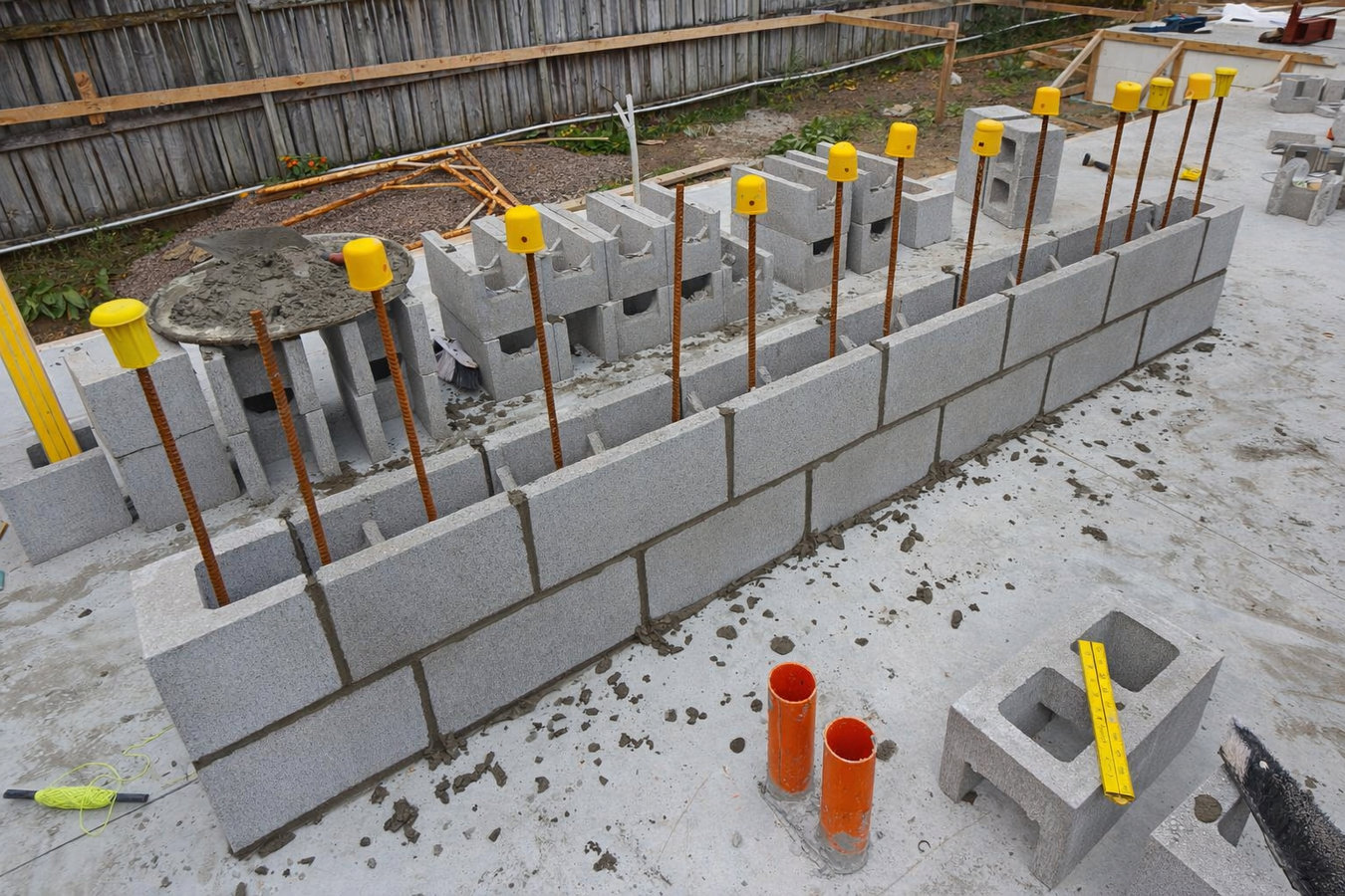 Foundation block wall installation